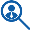 Logo, magnifying glass on candidate